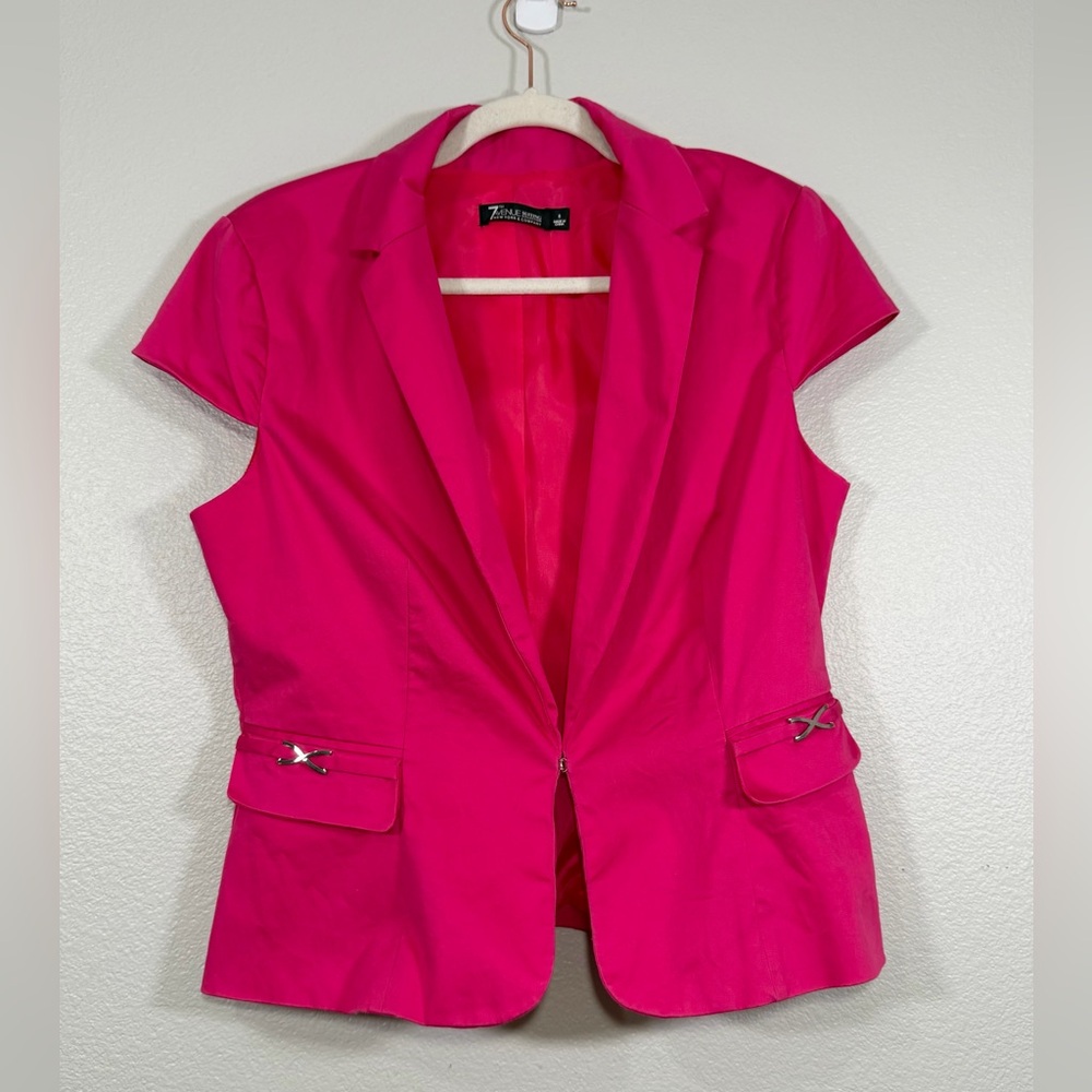 New York & Company 7th Avenue Suiting Company Blazer Jacket Hot Pink Women 8